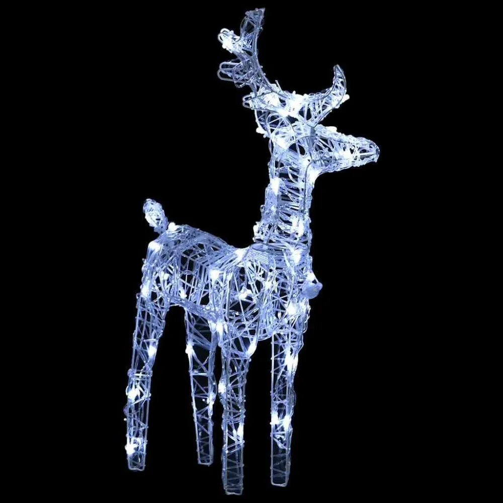 Renas de Natal 2 pcs 80 luzes LED acrílico branco gelado