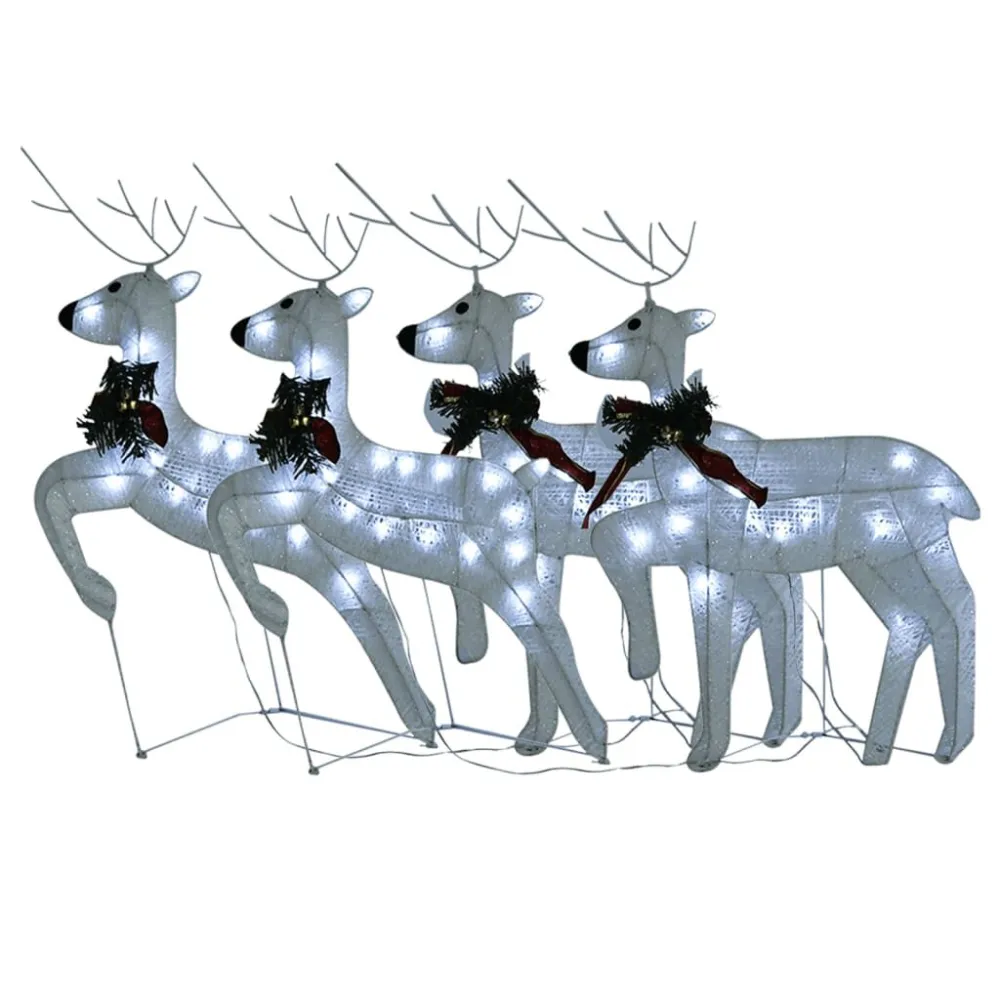 Renas de Natal 4 pcs 80 luzes LED branco