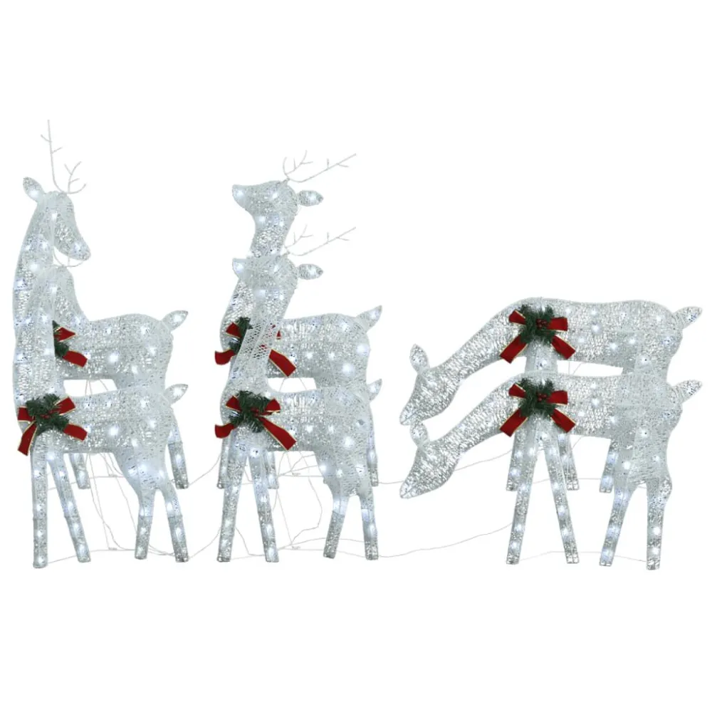 Renas de Natal 6 pcs malha branco/branco fresco