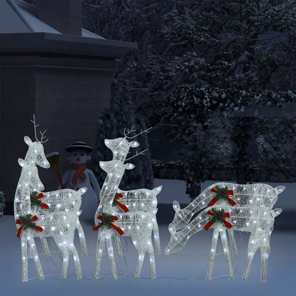 Renas de Natal 6 pcs malha branco/branco fresco