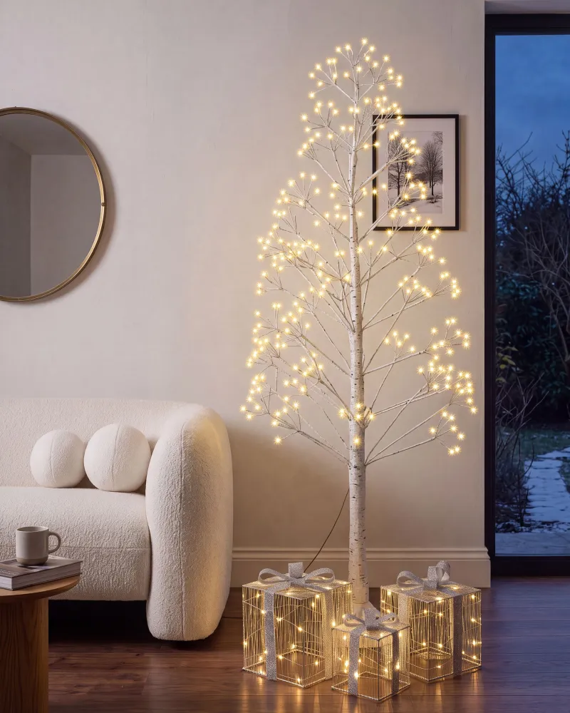 Árvore decorativa de Natal com LED para exterior 180 cm branca BALINI