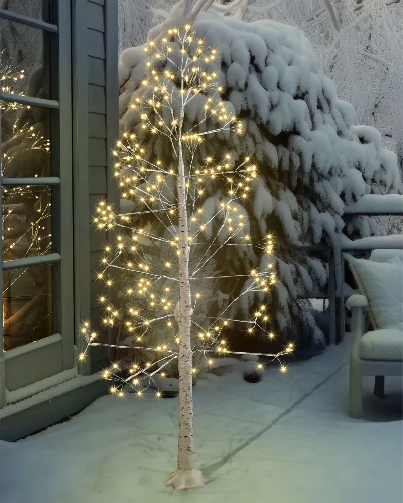 Árvore decorativa de Natal com LED para exterior 180 cm branca BALINI