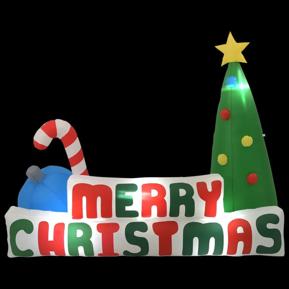 Árvore insuflável Merry Christmas com decorações LED 240x188 cm