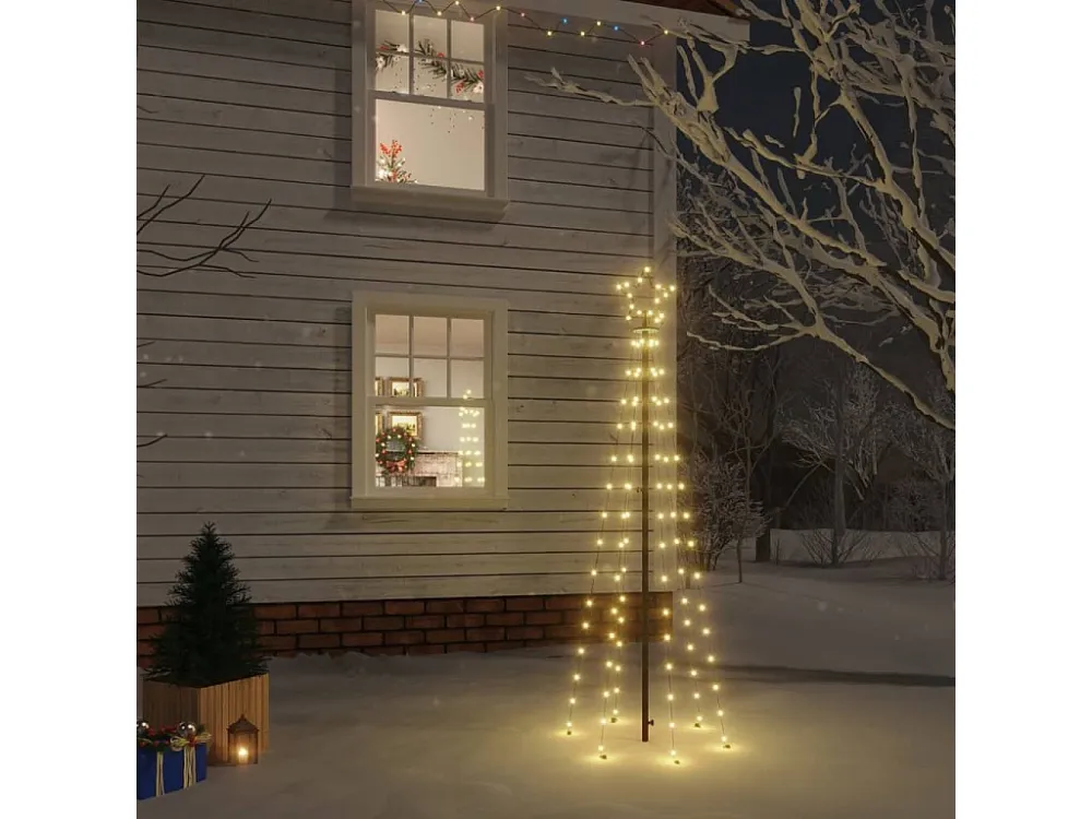 Árvore de Natal com espeto 108 luzes LED 180 cm branco aconchegante