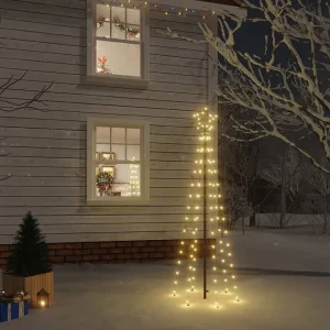 Árvore de Natal com espeto 108 luzes LED 180 cm branco aconchegante