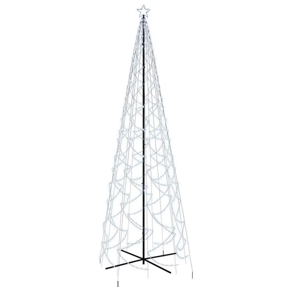 Árvore de Natal em cone 1400 luzes LED 160x500 cm branco gelado