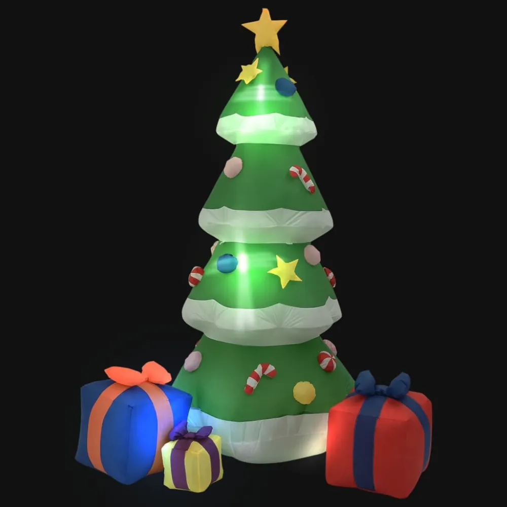 Árvore Natal insuflável com luzes LED 240 cm interior/exterior