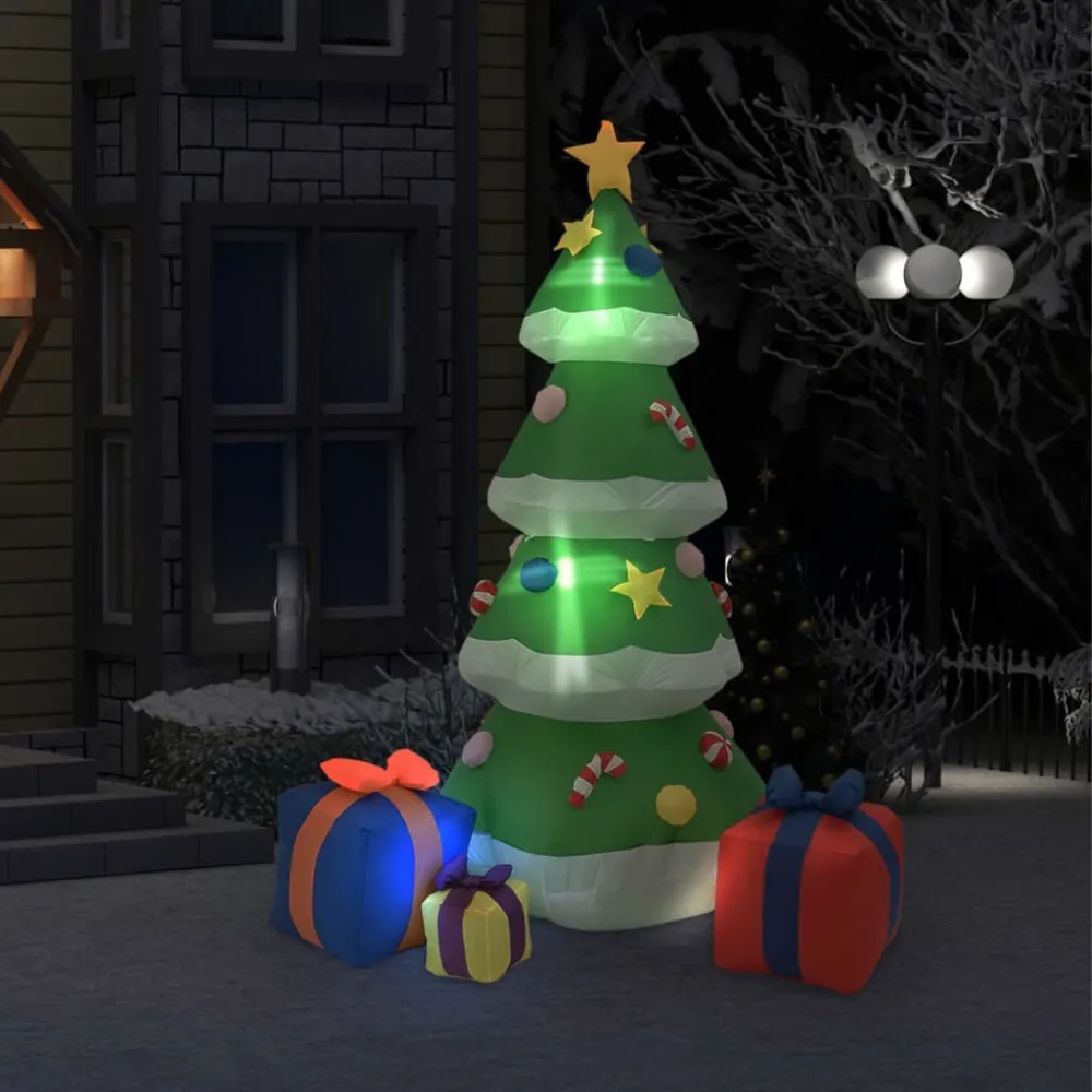 Árvore Natal insuflável com luzes LED 240 cm interior/exterior