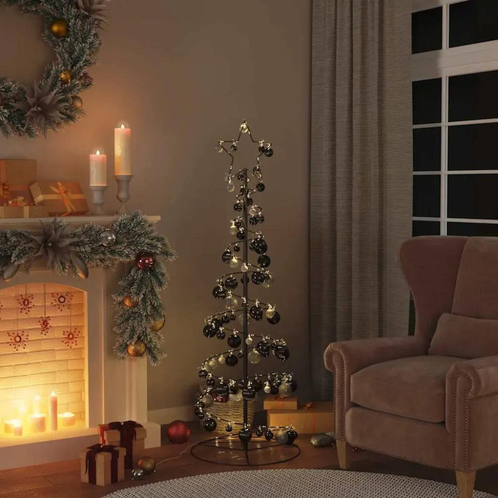Árvore de Natal LED com Baubles 100 LEDs Branco Tépido 150 cm