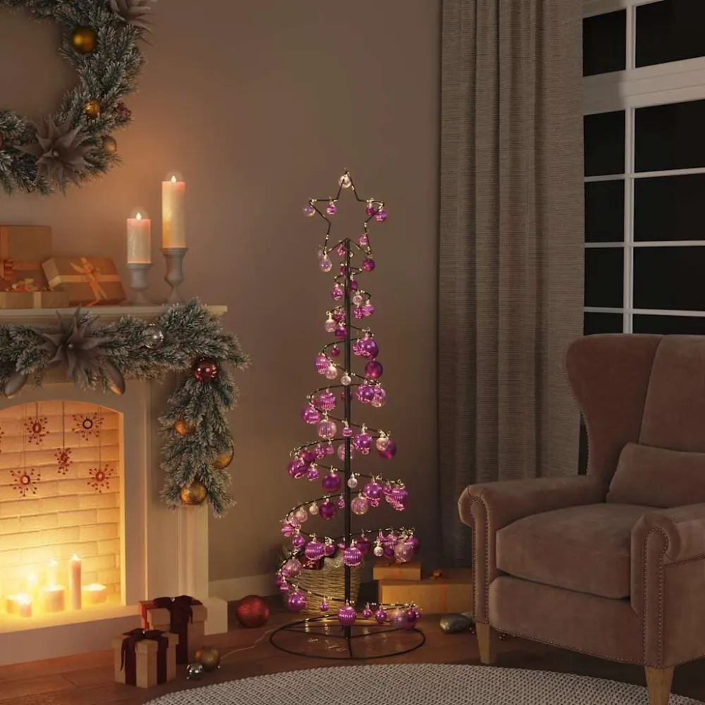 Árvore de Natal LED com Baubles 100 LEDs Branco Abrasador 150 cm