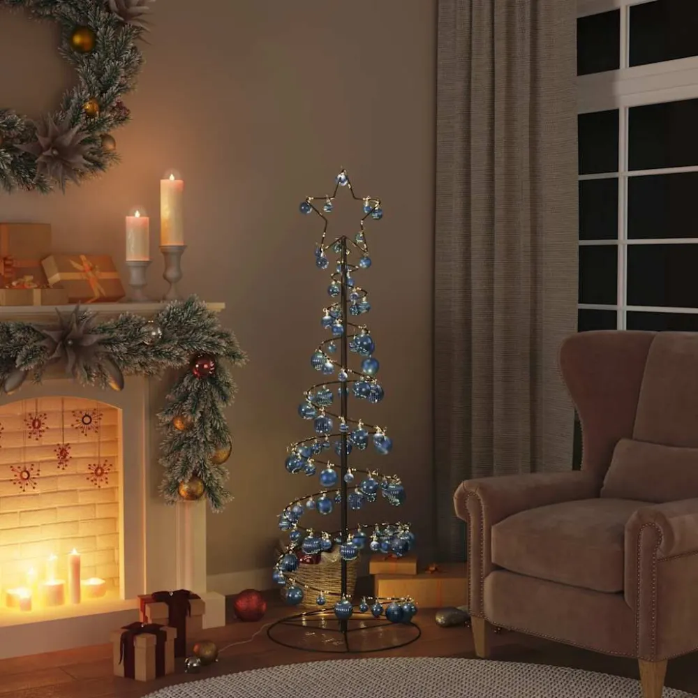 Árvore de Natal LED com Baubles 100 LEDs Branco Abrasador 150 cm