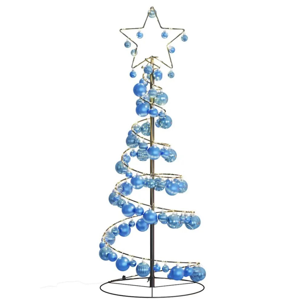 Árvore de Natal LED com Baubles 80 LEDs Branco Febril 120 cm