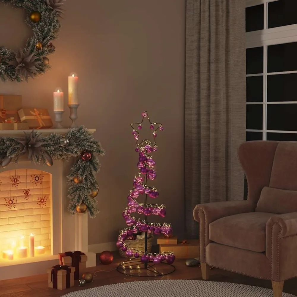 Árvore de Natal LED com Baubles 80 LEDs Branco Tépido 120 cm