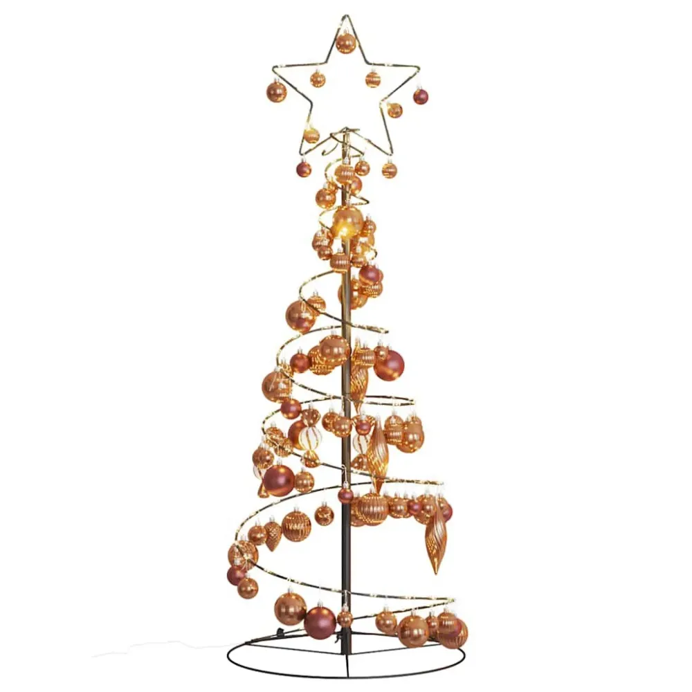 Árvore de Natal LED com Baubles 80 LEDs Branco Tépido 120 cm