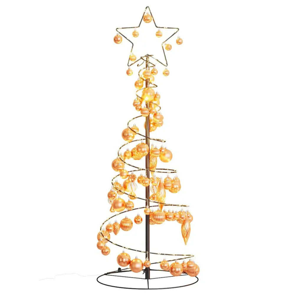 Árvore de Natal LED com Baubles 80 LEDs Branco Ameno 120 cm