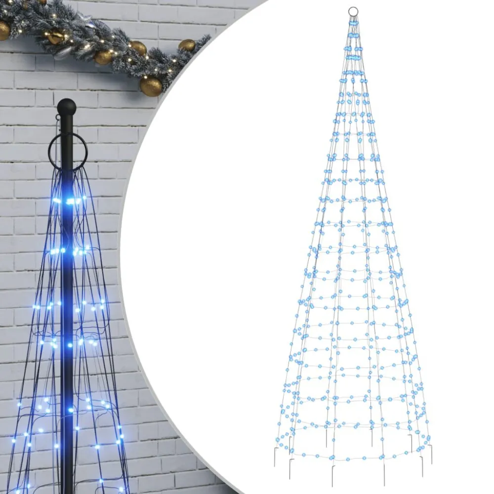 Árvore de Natal LED no mastro 550 LEDs Azul 300 cm