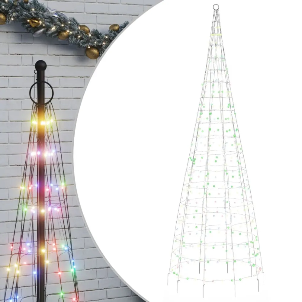 Árvore de Natal LED no mastro 550 LEDs coloridos 300 cm