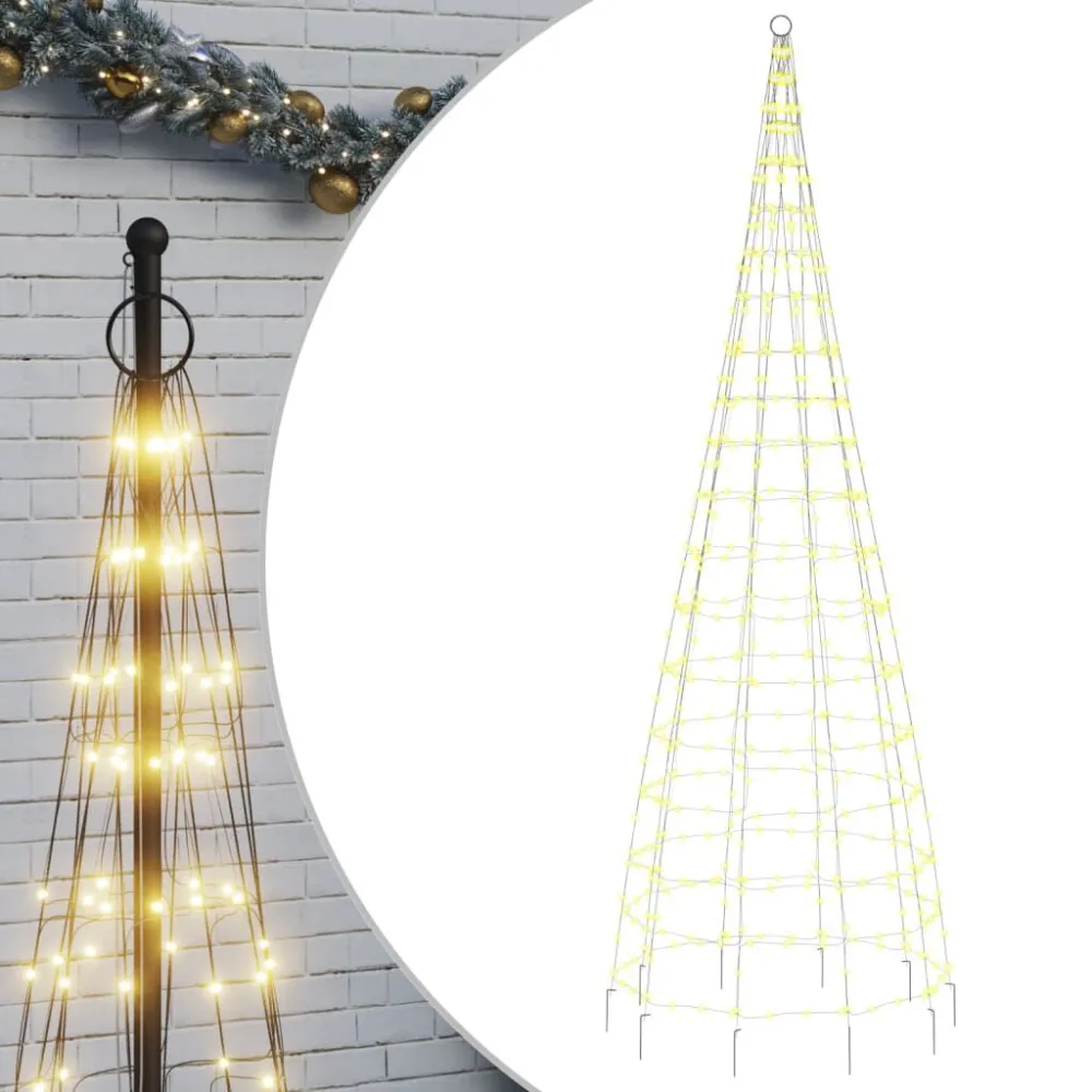 Árvore de Natal LED no mastro 550 LEDs branco aconchegante 300 cm