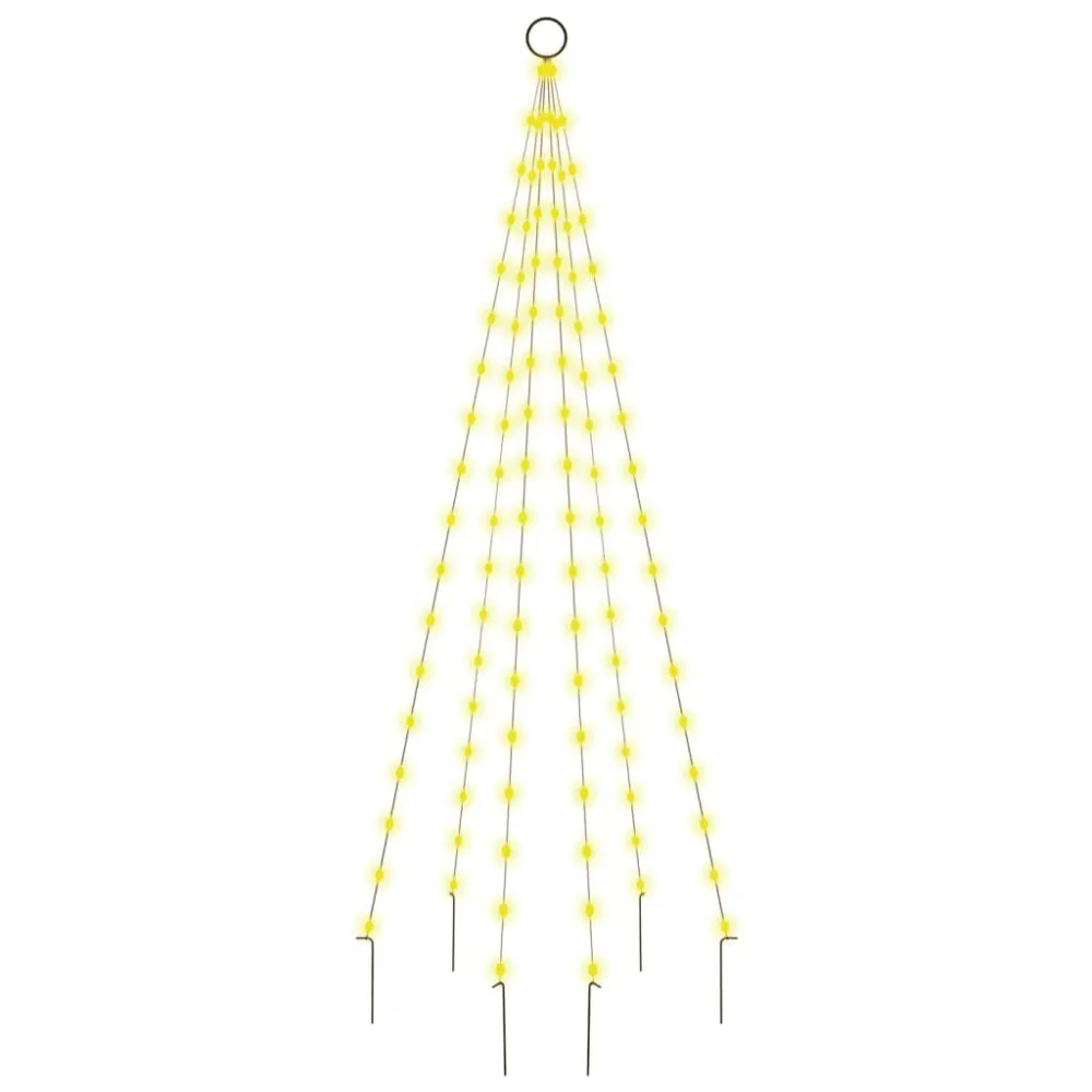 Árvore de Natal mastro de bandeira 108 LEDs 180cm branco aquecido