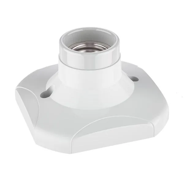 Suporte para lâmpada Busching E27 máx. 60 watts, quadrado, branco, 230 V CA (50 Hz), IP20, isolamento de proteção II, 100886