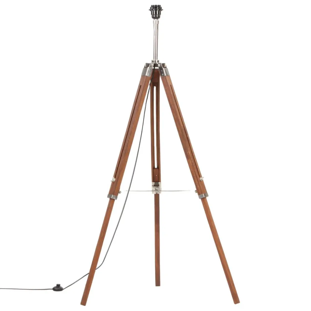 Candeeiro de chão tripé 141 cm teca maciç castanho mel/branco