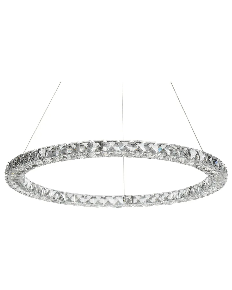 Candeeiro LED em cristal e metálico prateado MAGAT