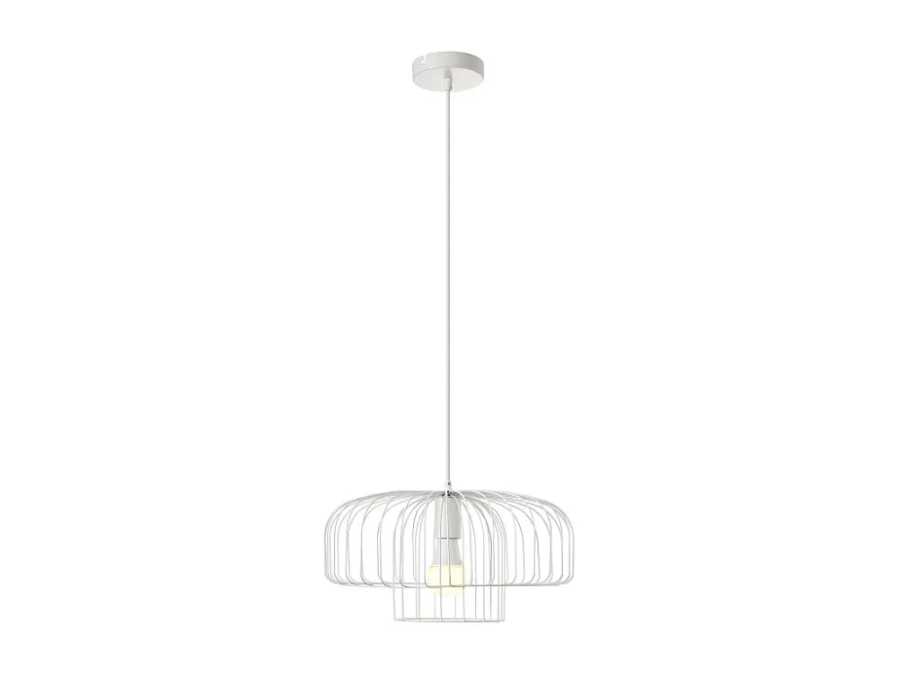 Candeeiro suspenso filiforme em metálico D40 x A130 cm branco - ANDROMAQUE
