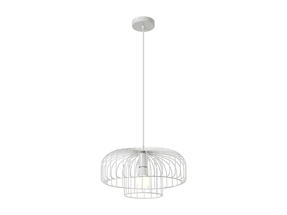 Candeeiro suspenso filiforme em metálico D40 x A130 cm branco - ANDROMAQUE