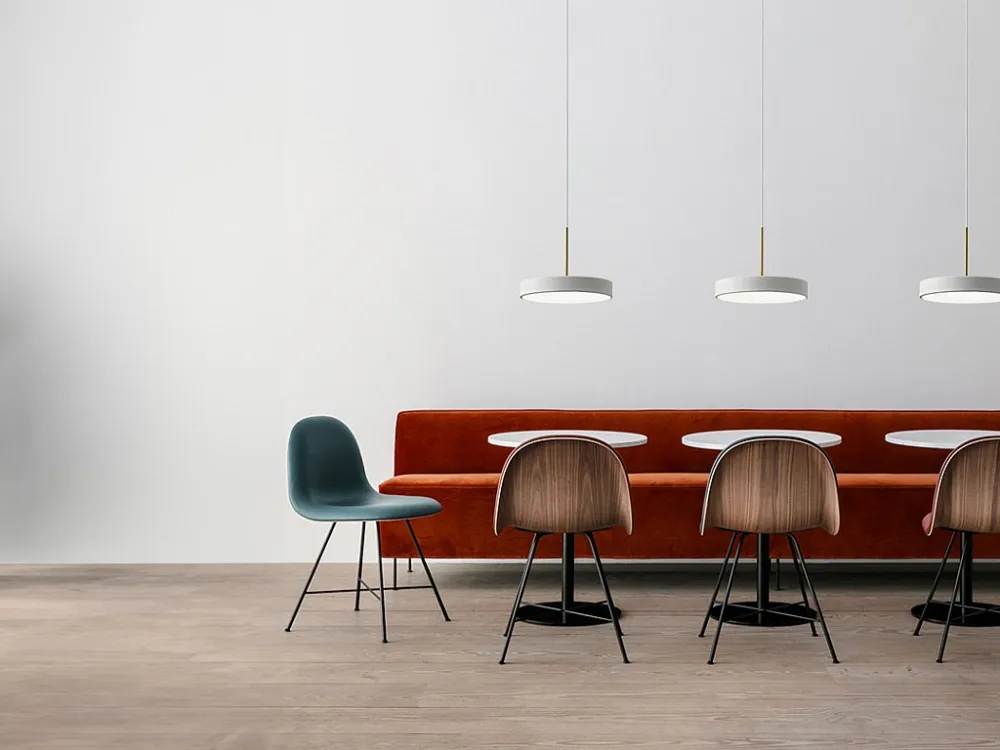 Candeeiro suspenso redondo com LEDs metálico e acrílico - D. 34 cm - Branco - VAUGHAN