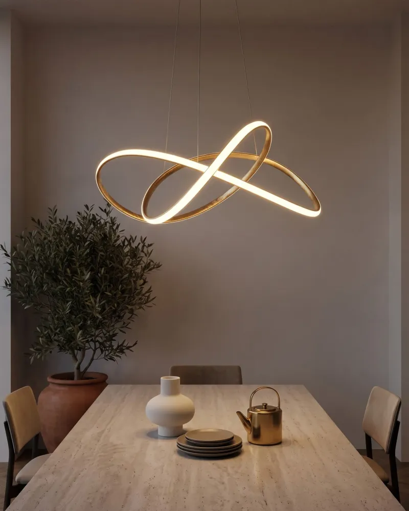Candeeiro de teto com LED em metálico dourado TUMEN