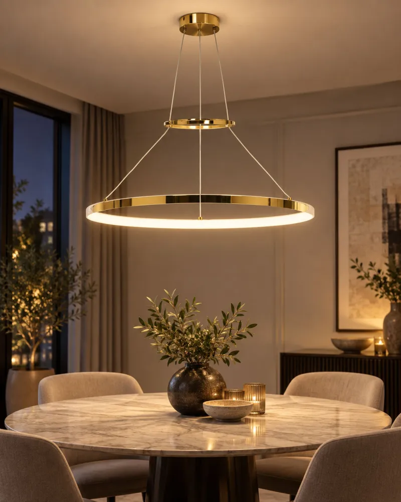 Candeeiro de teto LED em metálico dourado TANO