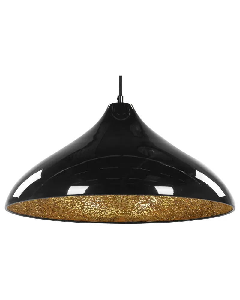 Candeeiro de teto em metálico e vidro preto ISKAR