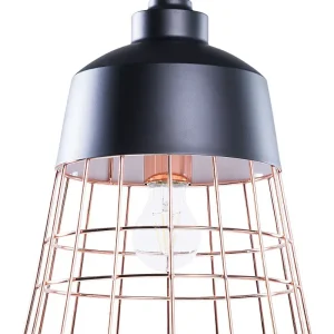Candeeiro de teto preto com aros cor de cobre MONTE