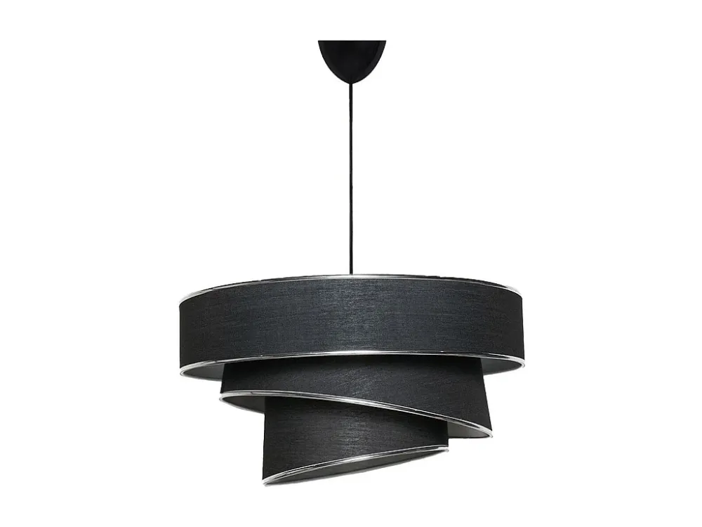 Candeeiro de teto tecido e metálico altura ajustável D40xA30-70 cm preto e prateado - TAIRON