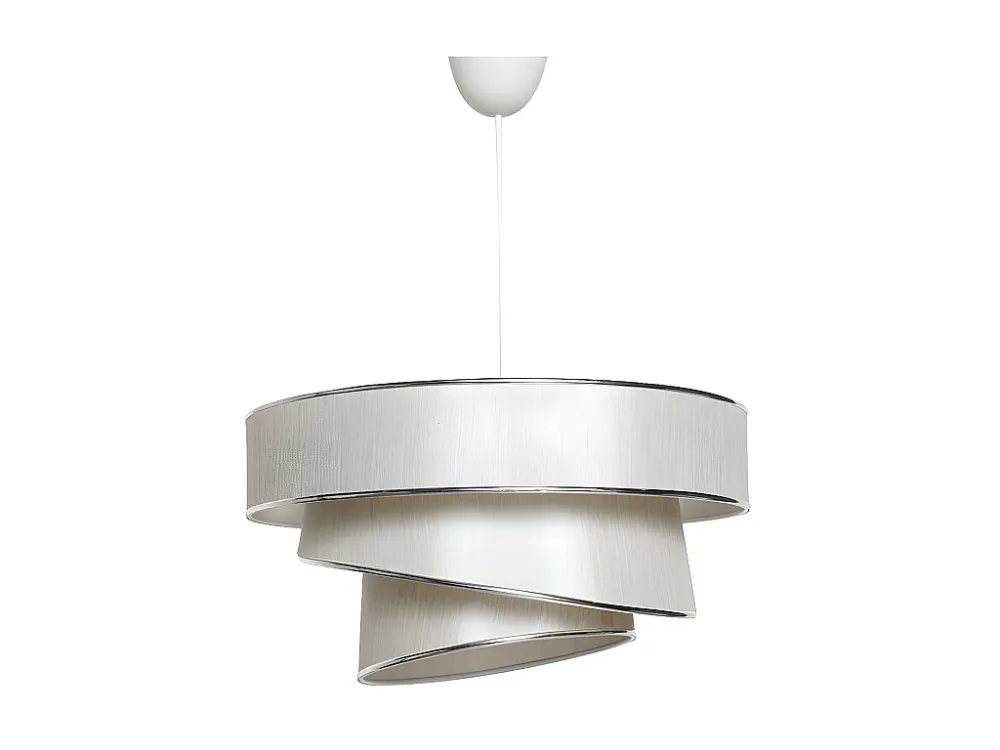 Candeeiro de teto em tecido e metálico altura regulável - D. 40 x . 30-70 cm - Bege e prateado - TAIRON