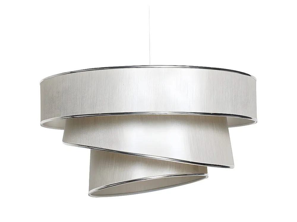 Candeeiro de teto em tecido e metálico altura regulável - D. 40 x . 30-70 cm - Bege e prateado - TAIRON