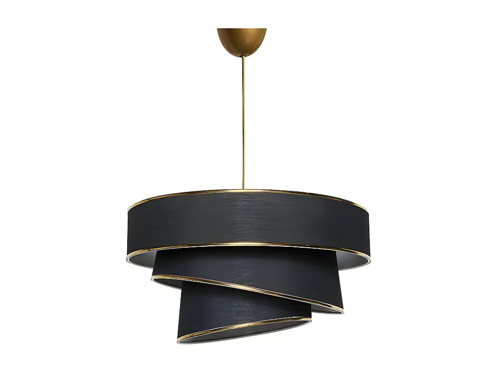 Candeeiro de teto em tecido e metálico altura regulável - D. 40 x . 30-70 cm - Preto e dourado - TAIRON