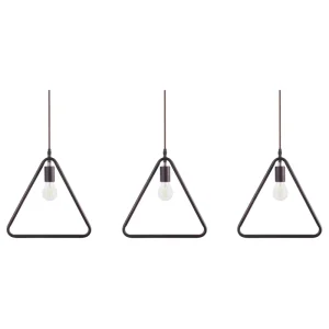 Conjunto de 3 candeeiros de teto triangulares de metálico castanho JURUENA
