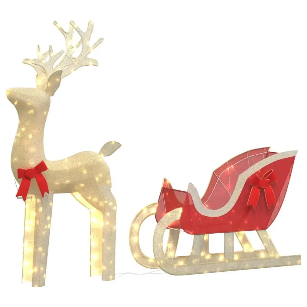 Decoração de Natal renas e trenó 100 LEDs branco tórrido
