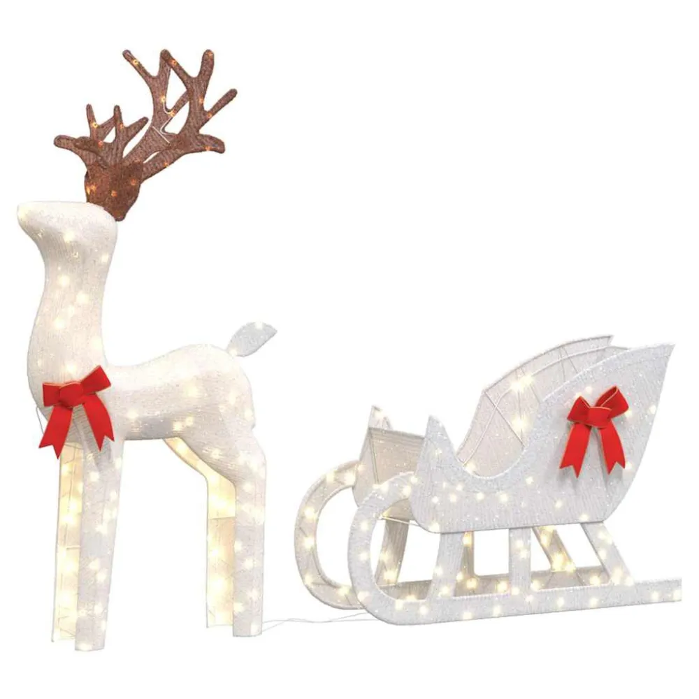 Decoração de Natal renas e trenó 100 LEDs branco fresco