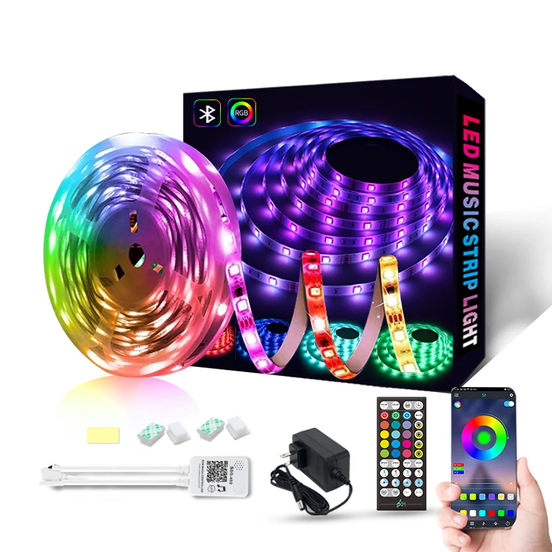 Kit de Fitas LED 12V RGB 7,5M+7,5M C/ Comando e Ficha