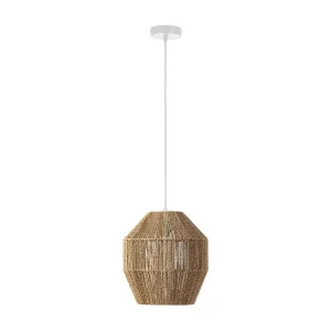 Luminária de teto Ishi de corda trançada, diâmetro 30 cm.