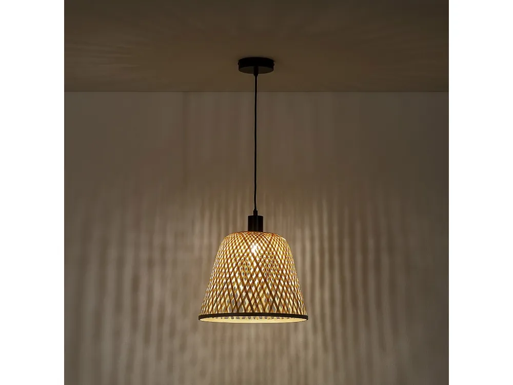 Luminária de teto Raku em Bambu, diâmetro 30 cm.