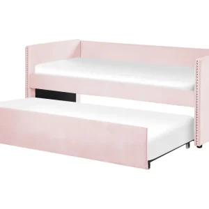 Pelúcia EU Single Trundle Bed Light Pink TROYES