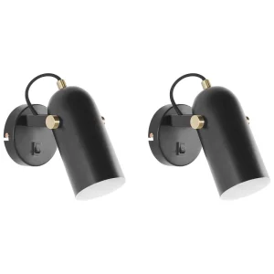 Set 2 Metálico Spotlight Lamps Black TYRIA