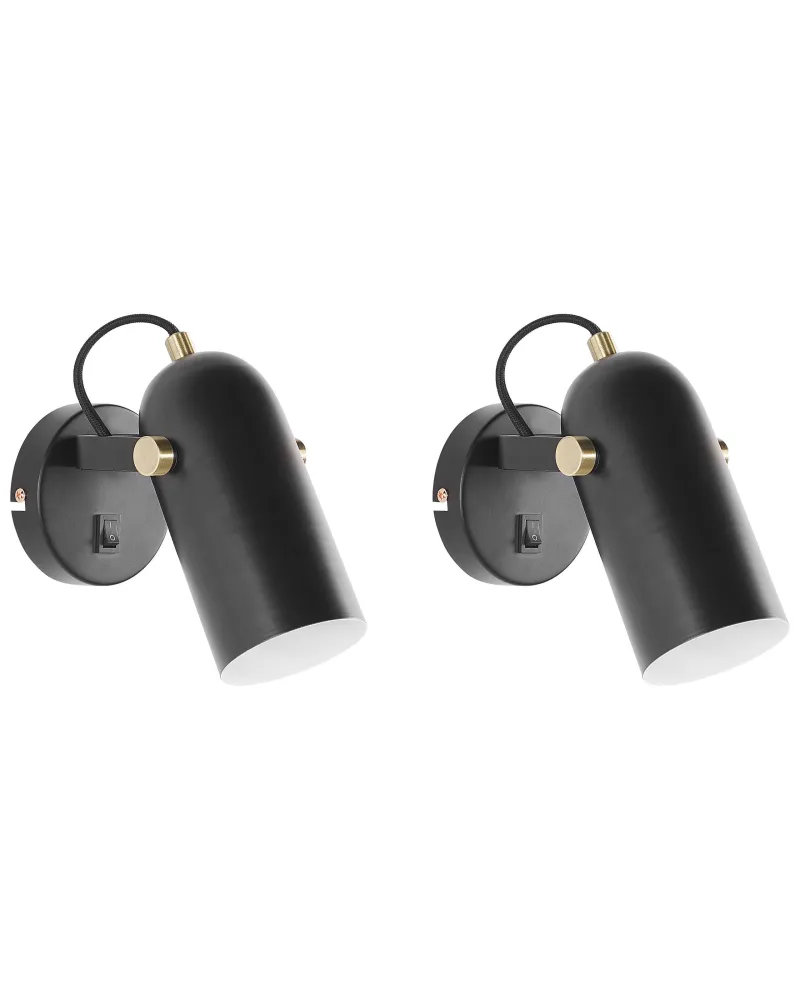 Set 2 Metálico Spotlight Lamps Black TYRIA