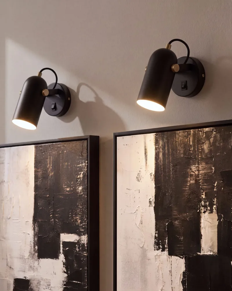 Set 2 Metálico Spotlight Lamps Black TYRIA