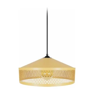 Suspensão TOSEL ADONIS metálico cúpula amarelo D33 x H70 cm
