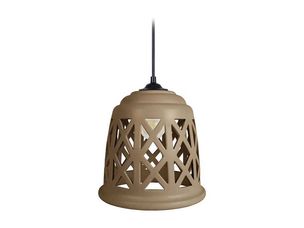 Suspensão TOSEL TOURAL metálico e madeira cilindro Carvalho D35 x H100 cm