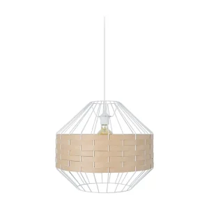 Suspensão TOSEL TRESSÉ BHAMO C metálico e madeira cilindro Madeira de faia D18 x H80 cm